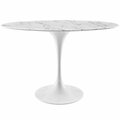 East End Imports Lippa Oval-Shaped Artificial Marble Dining Table, White - 48 in. EEI-2021-WHI